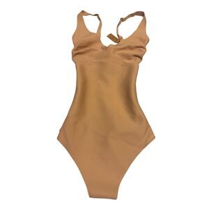Skims size XS unlined plunge thong bodysuit clay - NWT
